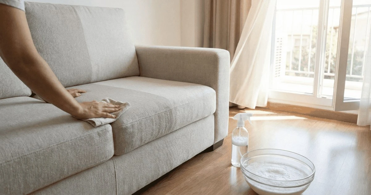 Adiós a las manchas: la mezcla casera que revitaliza tu sofá en minutos