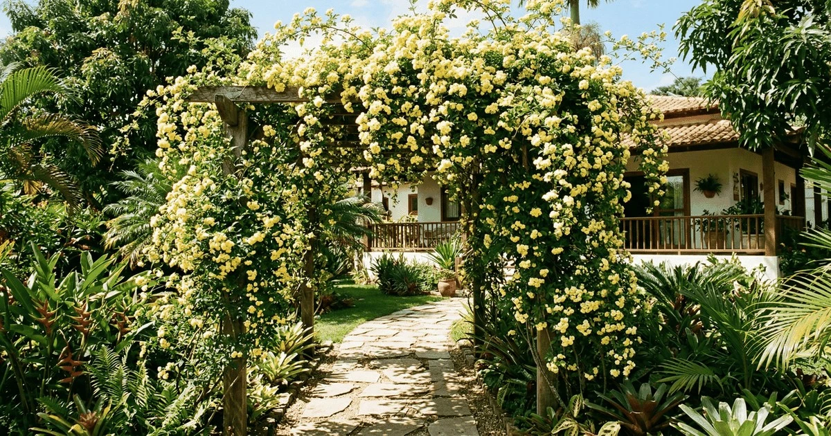 Rosa de Banksia: La enredadera amarilla que florece todo el año y requiere cuidados mínimos
